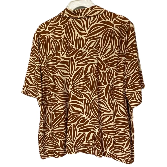 Lands End Womens Brown Hawaiian Button Up Blouse, XS, S, M, L, XL, NWT - Picture 2 of 8